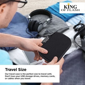 USB Flash Drive Case With Premium Quality Padded Protection For Up To 6 Flash/Key Drives - Black - King of Flash UK