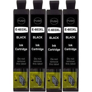 Compatible Epson 603XL Black Ink Cartridge Pack of 4 - King of Flash UK