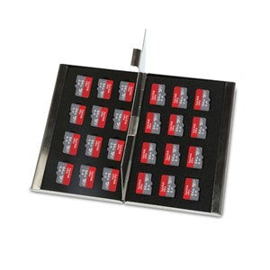 24 Micro SD / MicroSDHC / Micro SDXC Slim Aluminium Memory Card Holder Case - King of Flash UK