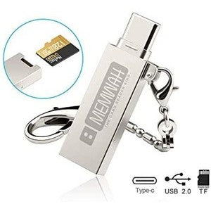 Memwah USB-C OTG, USB Type C, USB 2.0 Adapter Micro SDHC, Micro SDXC Memory Card Reader with Keychain - King of Flash UK