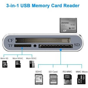 Memwah Aluminum Superspeed USB 3.0 All in 1-3 Slot Multi Memory Card Reader for CF/SD/SDHC/SDXC/Micro SD - King of Flash UK