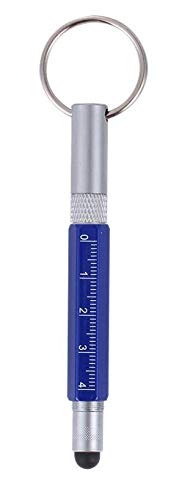 Mini Multi Function Pen with Keyring Hook, Stylus, Cross Screwdriver, Flat Screwdriver, Ruler - Makes the (Blue)