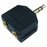 Black audio adapter with gold connectors on a white background - for wholesale trade