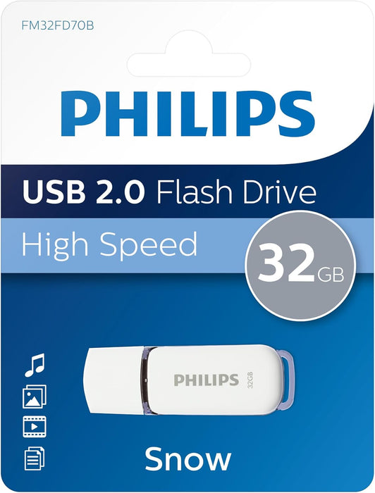 Philips Snow USB 2.0 Flash Drive - 4/8/16/32 GB