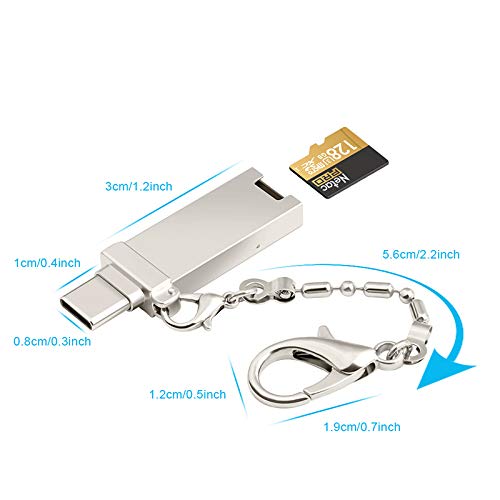 Memwah USB-C OTG, USB Type C, USB 2.0 Adapter |Micro SD, Micro SDHC, Micro SDXC Memory Card Reader | Premium Metal Body with Keychain | Compatible with Smartphones, MacBook, PC, Tablets, USB C Devices