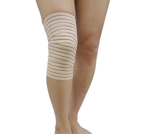 Elasticated Knee Sleeve Beige Adjustable Lightweight Design with High-Performance Elastic Fabric - One Size