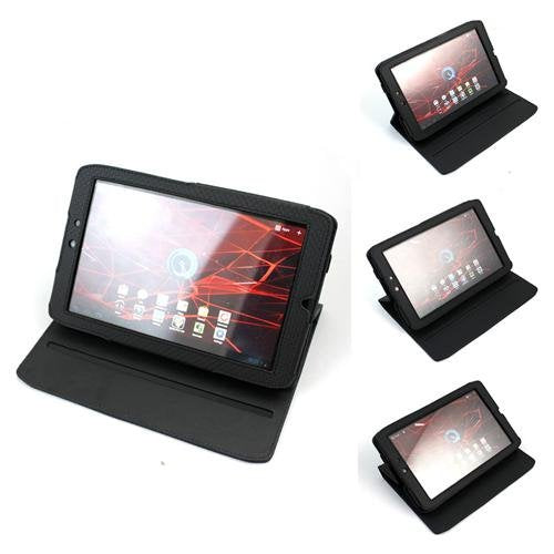PU Leather 360 Rotational Texture Case Black Compatible for use with Motorola Xoom 2 Android Tablet