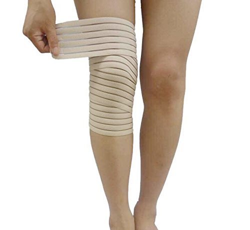 Elasticated Knee Sleeve Beige Adjustable Lightweight Design with High-Performance Elastic Fabric - One Size