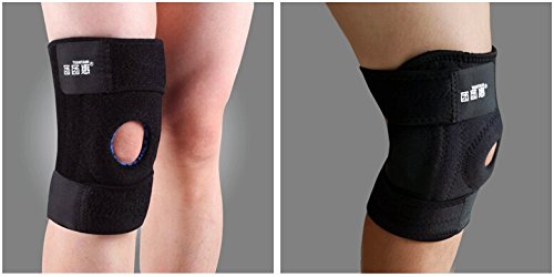 Neoprene Black Knee Support Brace Left & Right Knee With Straps For A Tighter Fasten, Gym, Running, Sports, Football