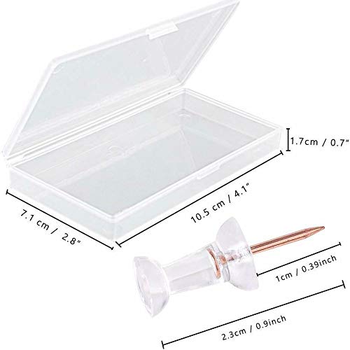 Rose Gold Thumb Transparent Plastic Drawing Pins, Push Thumb Board Photo Pin (Straight Head 500 pcs)