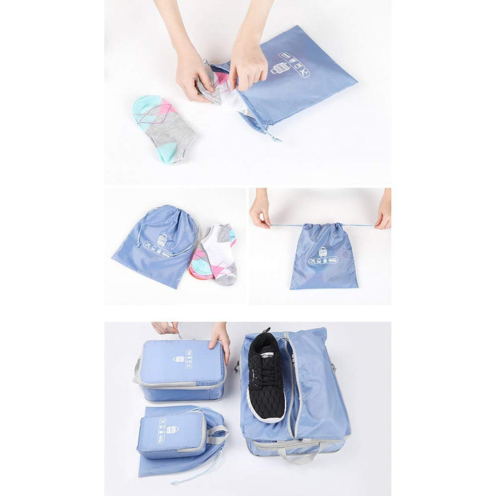 Travel Packing Cubes Organizer, Perfect for Family toiletry bag & Underwear Storage Suitcase Cubes, Set of 5 Waterproof Packing Bag Pcs - Lightblue