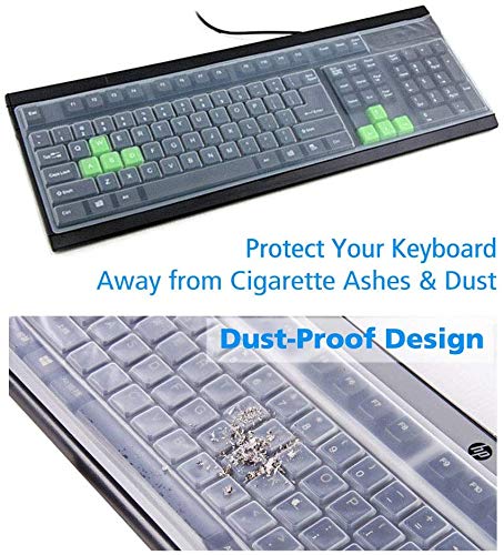 Reusable Waterproof Keyboard Cover, Universal Clear Anti-Dust Keyboard Skin Protector Cover for 104/107 Keys Standard Desktop Keyboard