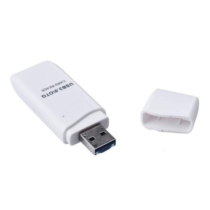 USB 3.0 White Super Speed SD/SDXC TF/MicroSD Card Reader Adapter, Portable High Speed Data Transfer Upto 5Gbps Comes with Micro Adapter For Data Transfer