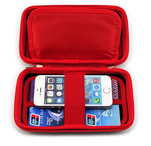 Red/Black Portable Carry Case Organiser Medium, 8 x USB Sticks, Memory Cards, Cables & Mobile Phone Slot