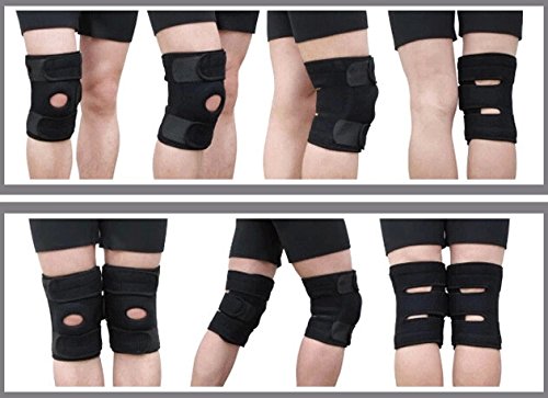 Neoprene Black Knee Support Brace Left & Right Knee With Straps For A Tighter Fasten, Gym, Running, Sports, Football