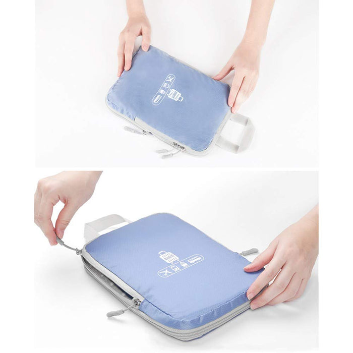 Travel Packing Cubes Organizer, Perfect for Family toiletry bag & Underwear Storage Suitcase Cubes, Set of 5 Waterproof Packing Bag Pcs - Lightblue