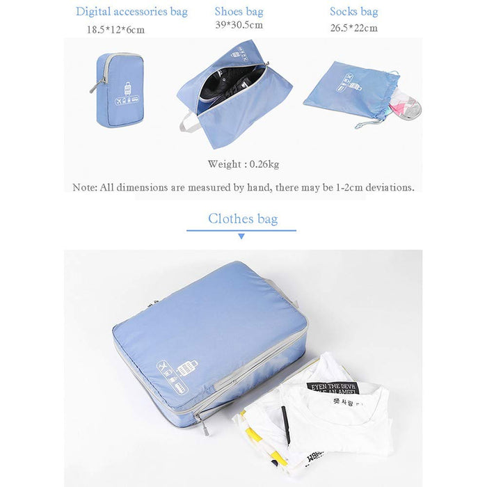 Travel Packing Cubes Organizer, Perfect for Family toiletry bag & Underwear Storage Suitcase Cubes, Set of 5 Waterproof Packing Bag Pcs - Lightblue