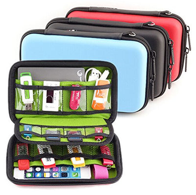 Medium Travel Case Organiser For Electrical Goods, Cables, 12 x USB Sticks, Hard Drives & Mobile Phones - Black