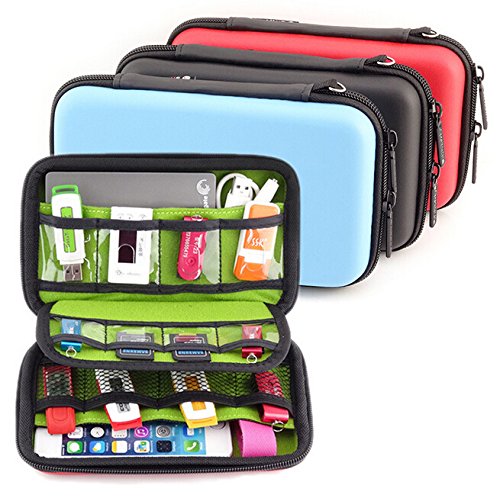 Medium Travel Case Organiser For Electrical Goods, Cables, 12 x USB Sticks, Hard Drives & Mobile Phones - Black