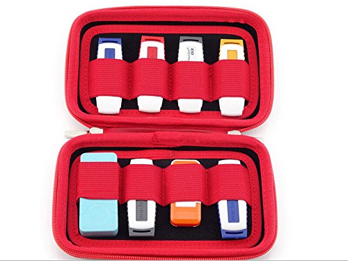 Red/Black Portable Carry Case Organiser Medium, 8 x USB Sticks, Memory Cards, Cables & Mobile Phone Slot