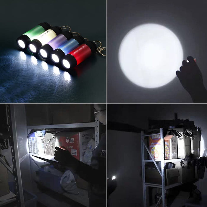 Mini USB Rechargeable LED Torch Flashlight with Keyring Keyring
