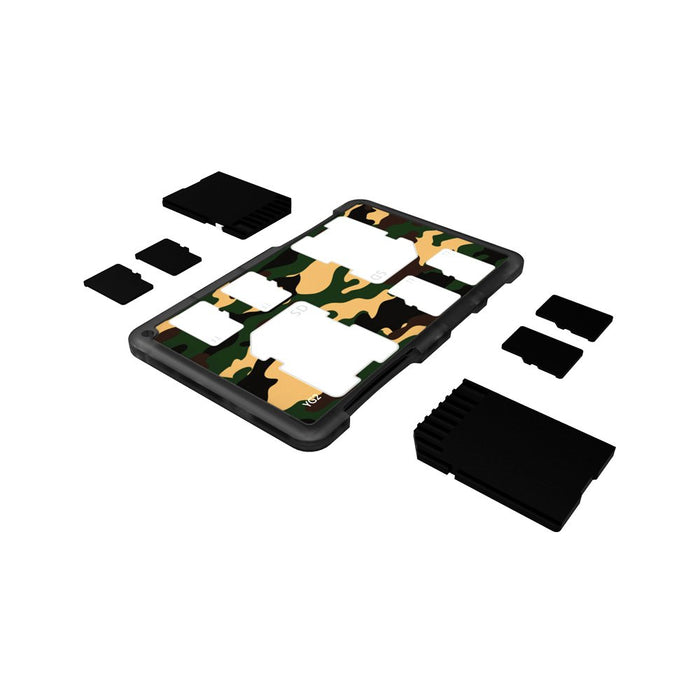 Memory Card Credit Card Style Storage Holders for (2 SD & 4 Micro SD Camouflage) Writable Labels, Ultra Thin, Credit Card Size Holder One Size