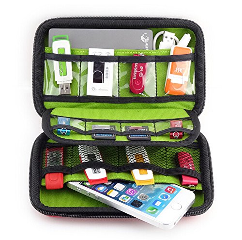 Medium Travel Case Organiser For Electrical Goods, Cables, 12 x USB Sticks, Hard Drives & Mobile Phones - Black