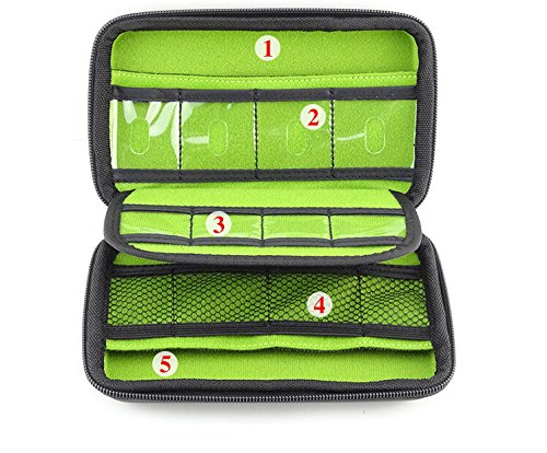 Medium Travel Case Organiser For Electrical Goods, Cables, 12 x USB Sticks, Hard Drives & Mobile Phones - Black