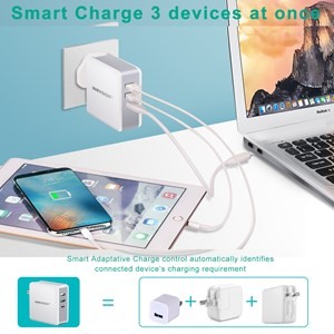 Sumvision 65W 3-Port USB-C PD & QC 3.0 Charger - Universal Laptop & Phone Fast Charger (UK/EU/US Plugs)