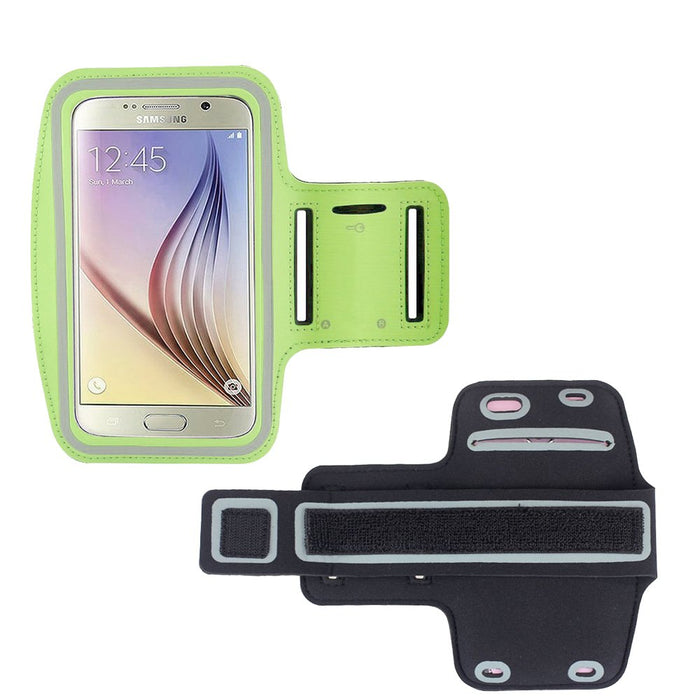 Reflective Ultra Strong Armband Phone Holder Running, Cycling, Jogging, Power Walking For Samsung Galaxy S6 Protective Soft Case Cover With Key Hole + Adjustable Strap + Breathable Material By King of Flash