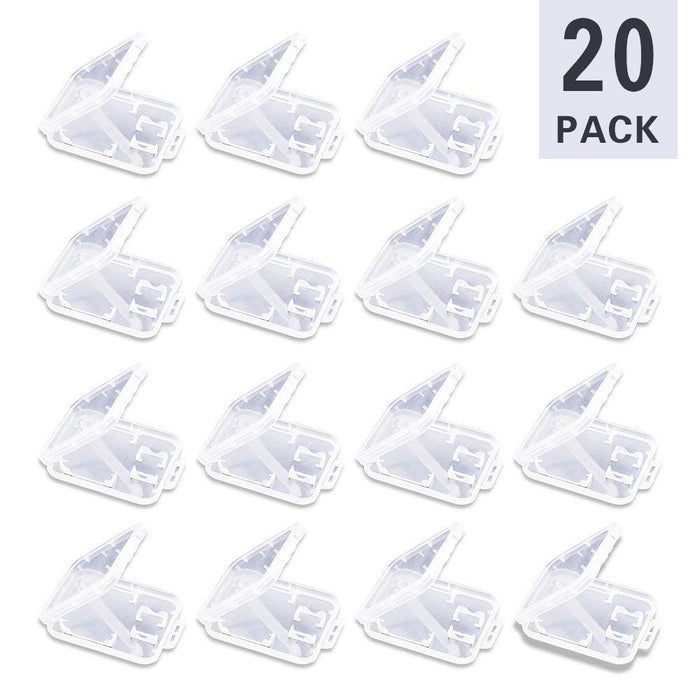 Memory Card Cases Storage Box for SD, SDHC, SDXC, Micro SD, MicroSDHC, MicroSDXC, TF Cards Transparent Plastic Storage Case Holder Covers Pack of 20