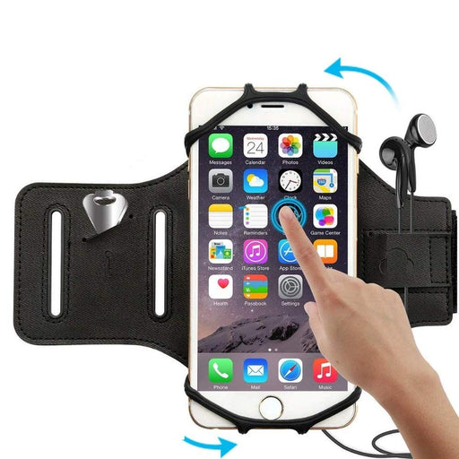 Running Armband Compatible with iPhone X, Xs Max XR, iPhone 8 Plus, 8, 7 Plus, 6 Plus, Galaxy S9 Plus, 180 Rotatable with Key Pocket & Earphone Holder Armband for Hiking Biking Walking