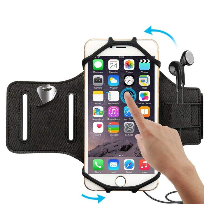 Running Armband Compatible with iPhone X, Xs Max XR, iPhone 8 Plus, 8, 7 Plus, 6 Plus, Galaxy S9 Plus, 180 Rotatable with Key Pocket & Earphone Holder Armband for Hiking Biking Walking