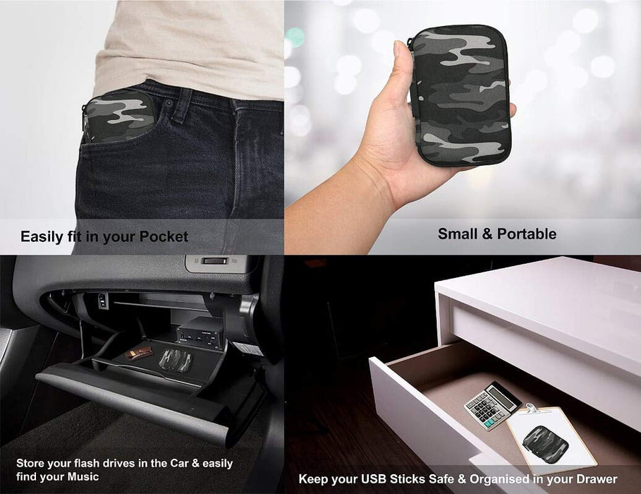 USB Flash Drive Case With Premium Quality Padded Protection For Up To 6 Flash/Key Drives, Flash Drive Case Organizer