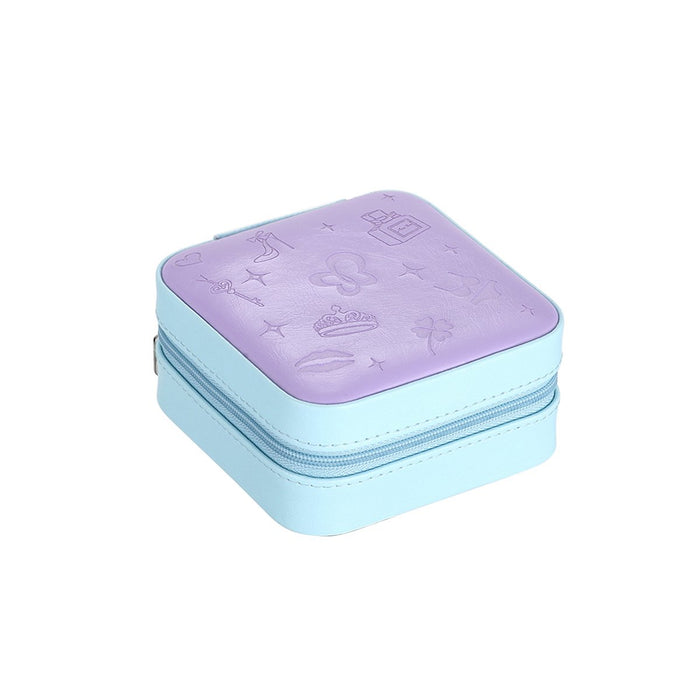 My Treasure Box Small Jewellery Box, Travel Portable Jewelry Case Storage Holder with Mirror and Zipper for Earrings Rings Necklaces