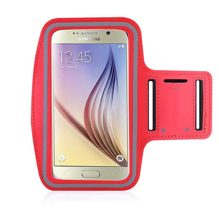 Reflective Ultra Strong Armband Phone Holder Running, Cycling, Jogging, Power Walking For Samsung Galaxy S6 Protective Soft Case Cover With Key Hole + Adjustable Strap + Breathable Material By King of Flash