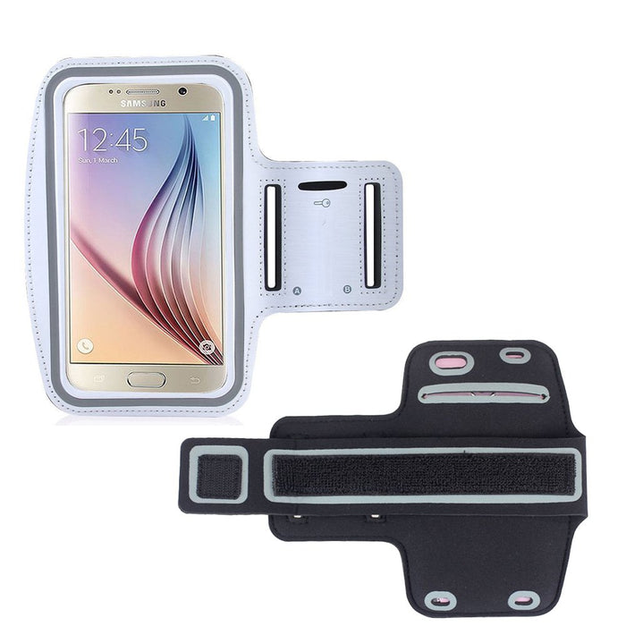 Reflective Ultra Strong Armband Phone Holder Running, Cycling, Jogging, Power Walking For Samsung Galaxy S6 Protective Soft Case Cover With Key Hole + Adjustable Strap + Breathable Material By King of Flash