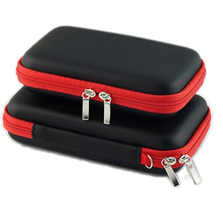 Red/Black Portable Carry Case Organiser Small, Multiple USB Sticks, Memory Cards, Cables & Smart Mobile Phone Cables