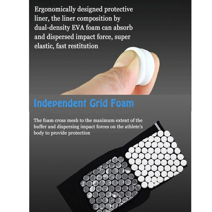 Padded Hexagon Style Long Single Black Knee Support Brace Guard, Bandage Wrap Sleeve Injury Protect, Gym, Running Honeycomb Pad Protector- Extra Large
