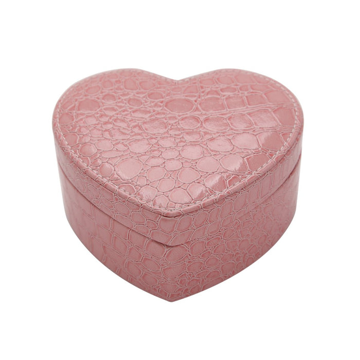 My Treasure Box PU Leather Heart Shaped Two-layer Jewelry Box Storage Case Organizer Holder with Mirror
