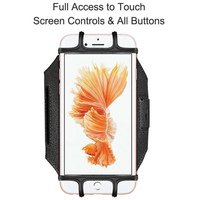Running Armband Compatible with iPhone X, Xs Max XR, iPhone 8 Plus, 8, 7 Plus, 6 Plus, Galaxy S9 Plus, 180 Rotatable with Key Pocket & Earphone Holder Armband for Hiking Biking Walking