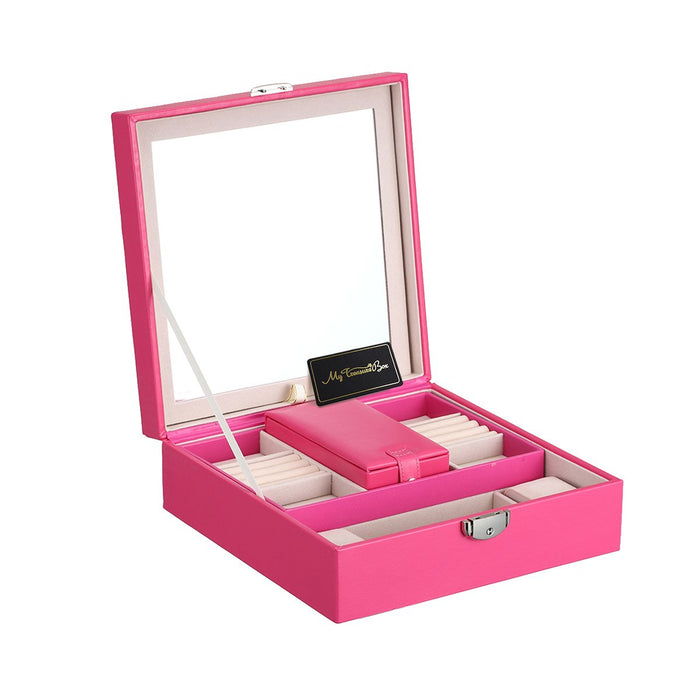 My Treasure Box Advanced Jewelry Storage Box Glossy PU Leather Multi Small Boxes Inside Jewelry Cosmetic Storage Organizer Box