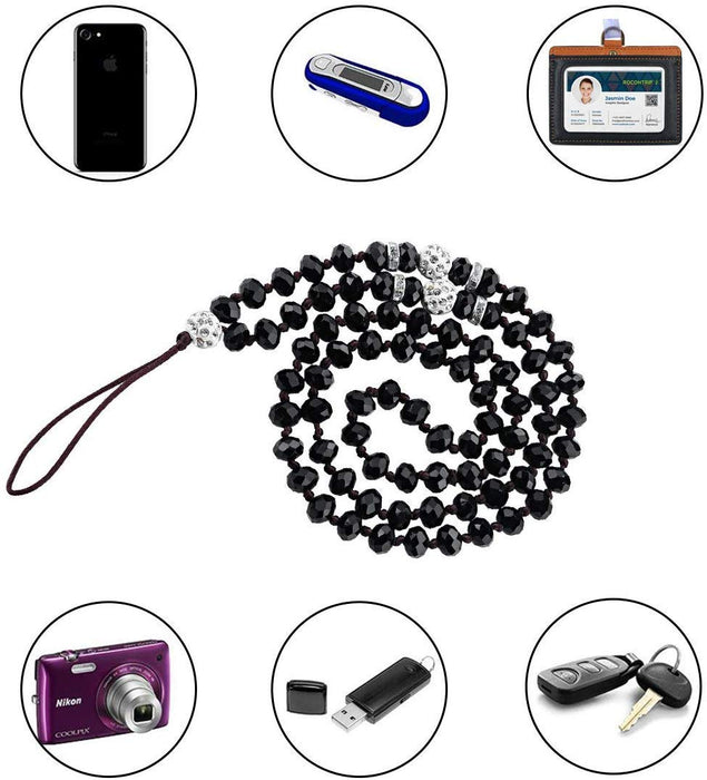 Beaded Lanyard Neck Phone Strap for Women - ID Badge Holder - Necklace Pass ID Card Holder, Key - Bling Jewelry Fashion Colourful Sparkly Lanyards for Teachers, Nurses, Students & Staff (6 Pack)