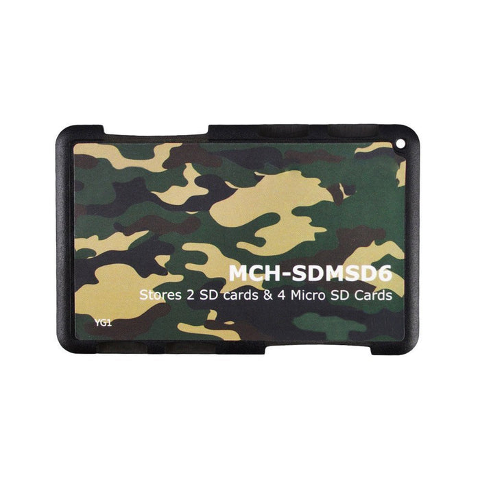 Memory Card Credit Card Style Storage Holders for (2 SD & 4 Micro SD Camouflage) Writable Labels, Ultra Thin, Credit Card Size Holder One Size