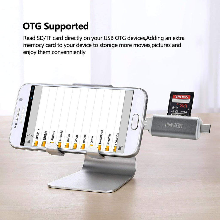 Memwah USB 3.0 SD Card Reader 3-in-1 OTG Card Reader USB 3.0 - Type-C / USB 3.0 / Micro USB Adapter for SD, SDHC, SDXC, Micro SD, Micro SDHC, Micro SDXC Macbook PC Tablets Smartphones OTG Function