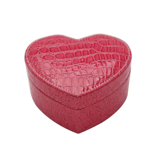 My Treasure Box PU Leather Heart Shaped Two-layer Jewelry Box Storage Case Organizer Holder with Mirror