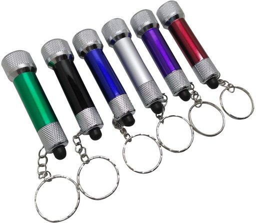 Portable 5 LED Torch Keyring - Aluminium Mini Flashlight Keychain with Batteries Included for Hiking, Camping Outdoor Emergency - Assortment of Colour Choices - 68 mm x 13 mm (Silver)