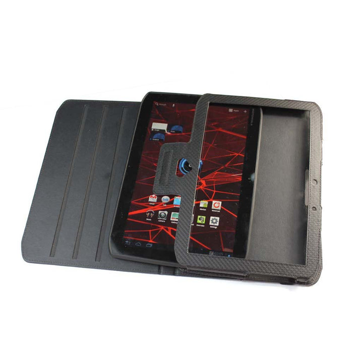PU Leather 360 Rotational Texture Case Black Compatible for use with Motorola Xoom 2 Android Tablet