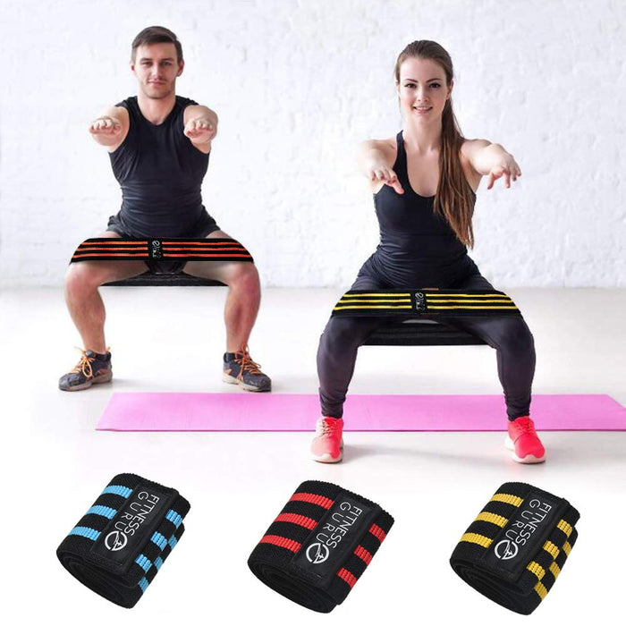 Fabric Resistance Bands, Non-Slip Glute Booty Bands Legs, Thighs & Hip Circle Exercise - Resistance Bands set Women for Strength Training, Yoga, & Pilates - 3 Pack