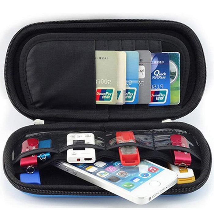 USB Memory Stick, Memory Card, Hard Drive, Smartphone, Charging Cable, Powerbank Universal Case Holder (Black)